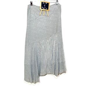 PHASE EIGHT Tilia Stripe Midi Asymmetrical Skirt Gray Size 12 UK